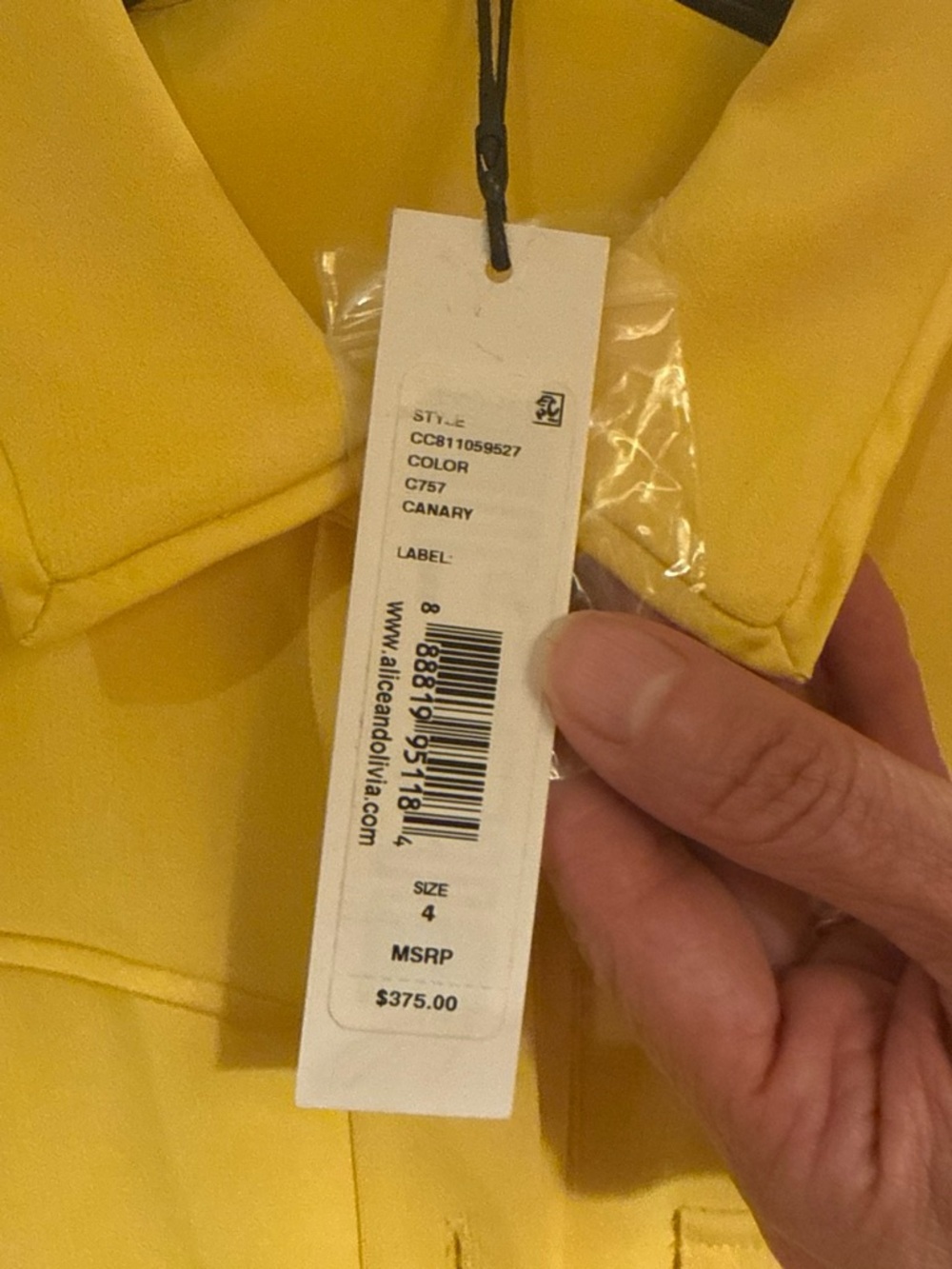 Alice + Olivia Canary Yellow Shirt Dress with Belt - Picture 2 of 3